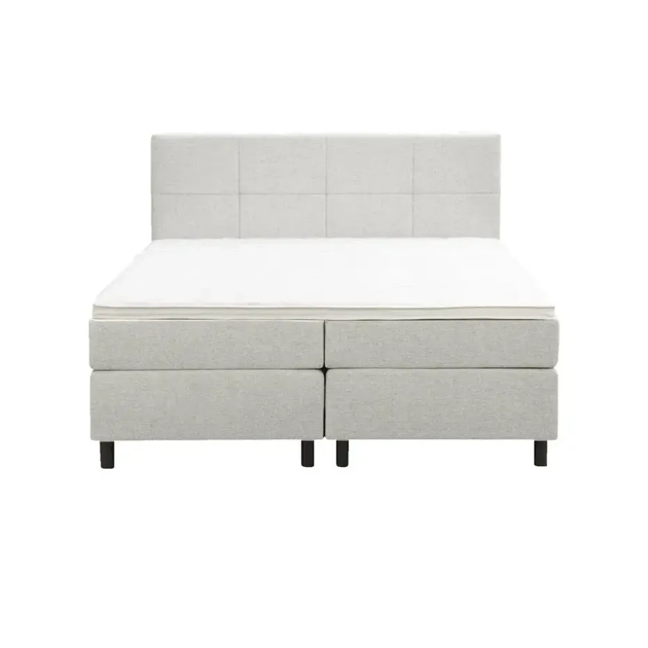 Boxspring Liv geblokt - ecru - 160x200 cm - ronde poot