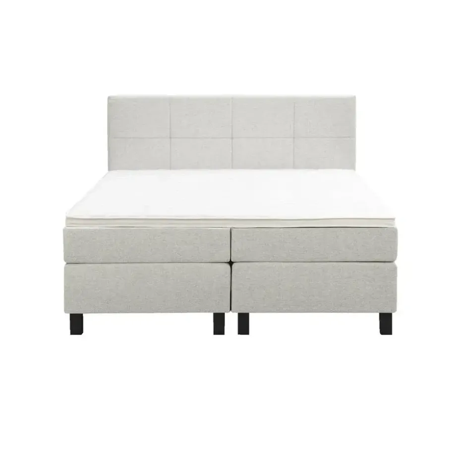 Boxspring Liv geblokt - ecru - 180x200 cm - vierkante poot