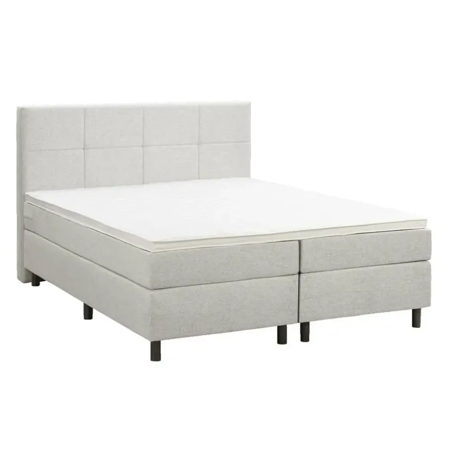 Boxspring Liv geblokt - ecru - 180x200 cm - ronde poot