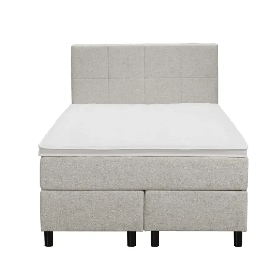 Boxspring Liv geblokt - ecru - 120x200 cm - ronde poot