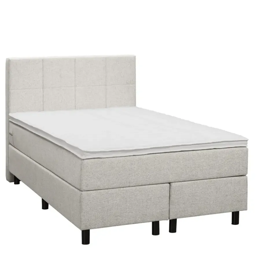 Boxspring Liv geblokt - ecru - 120x200 cm - ronde poot