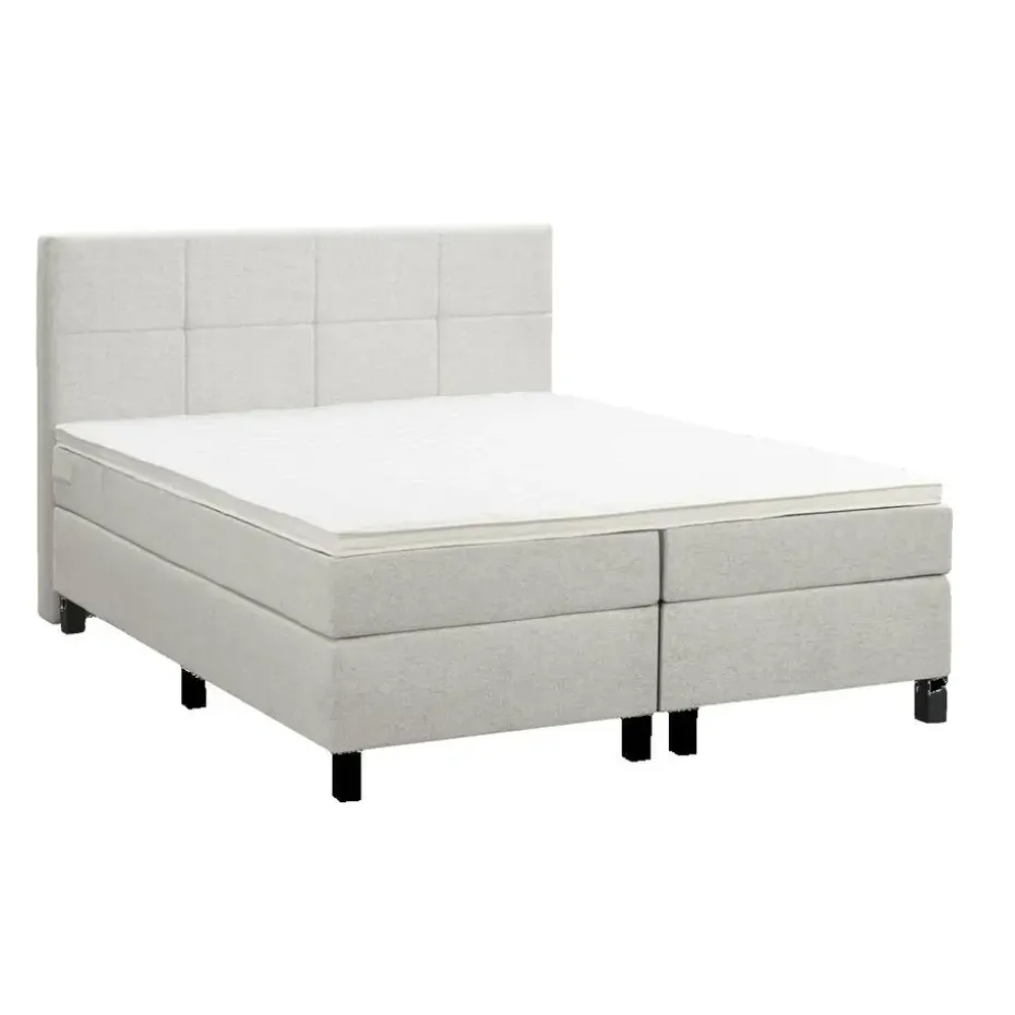 Boxspring Liv geblokt - ecru - 160x200 cm - vierkante poot