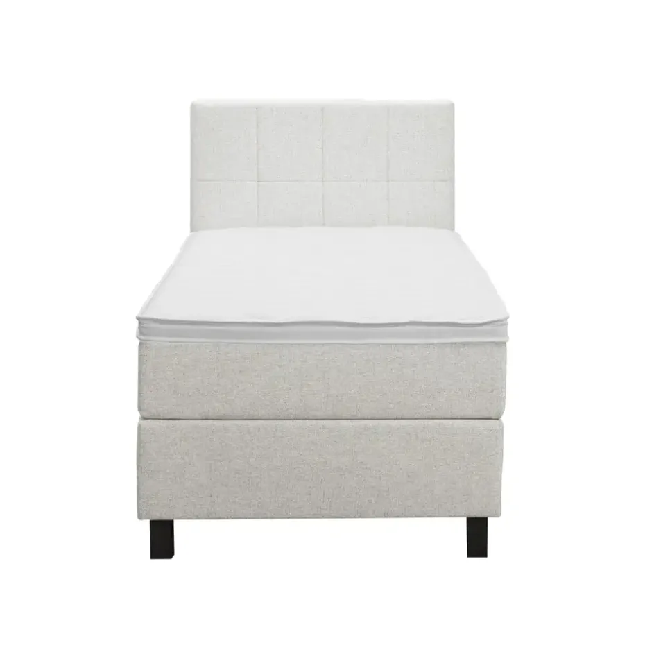 Boxspring Liv geblokt - ecru - 90x200 cm - vierkante poot