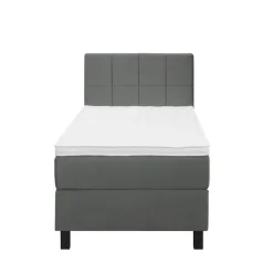 Boxspring Liv geblokt - grijs - 90x200 cm - vierkante poot