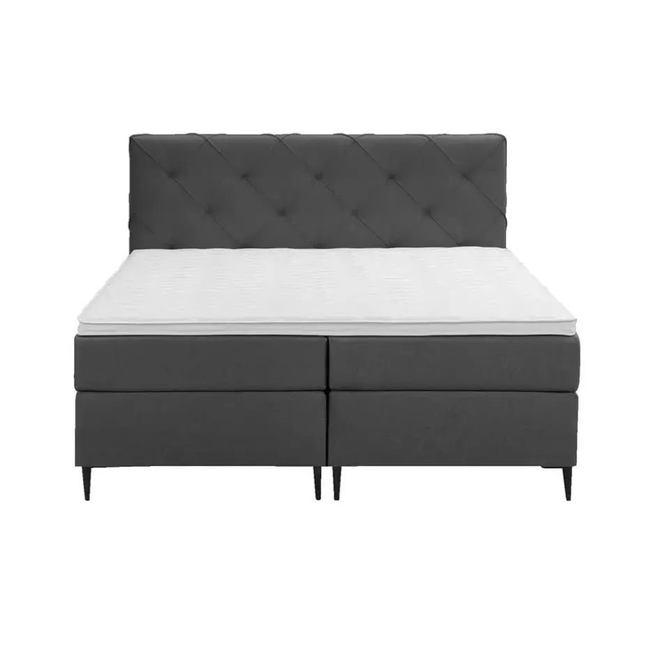 Boxspring Liv geruit - antraciet - 180x200 cm - slanke poot