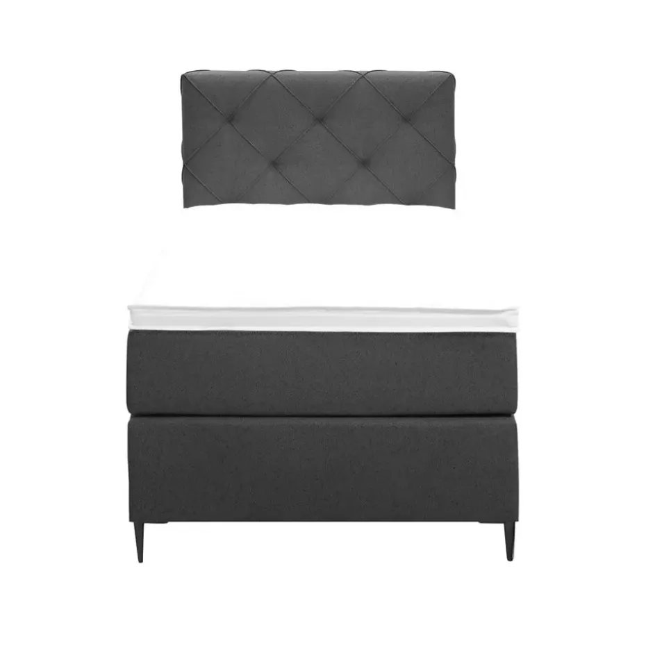 Boxspring Liv geruit - antraciet - 90x200 cm - slanke poot