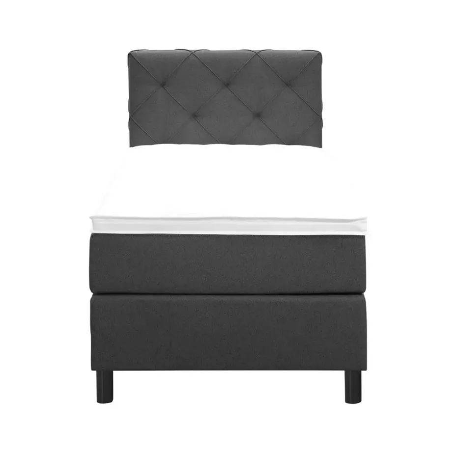 Boxspring Liv geruit - antraciet - 90x200 cm - ronde poot