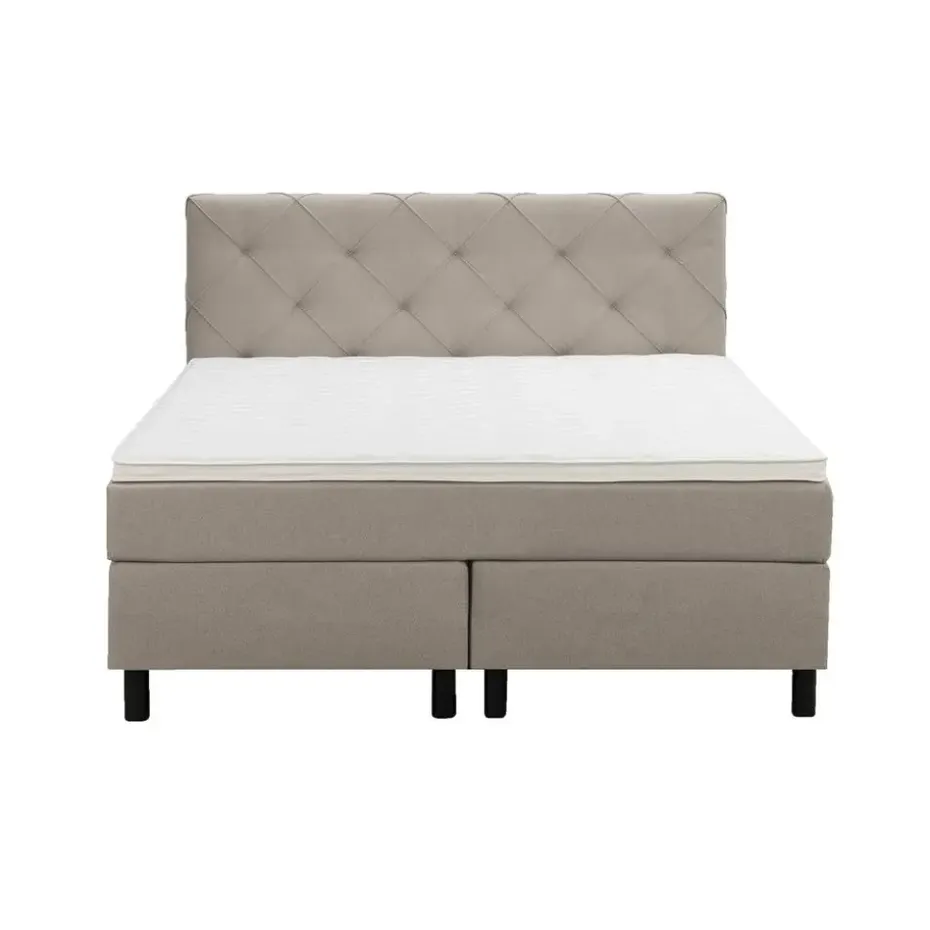 Boxspring Liv geruit - beige - 140x200 cm - ronde poot