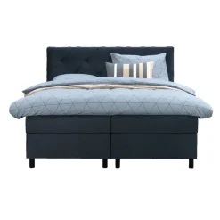 Boxspring Liv geruit - blauw - 160x200 cm - ronde poot