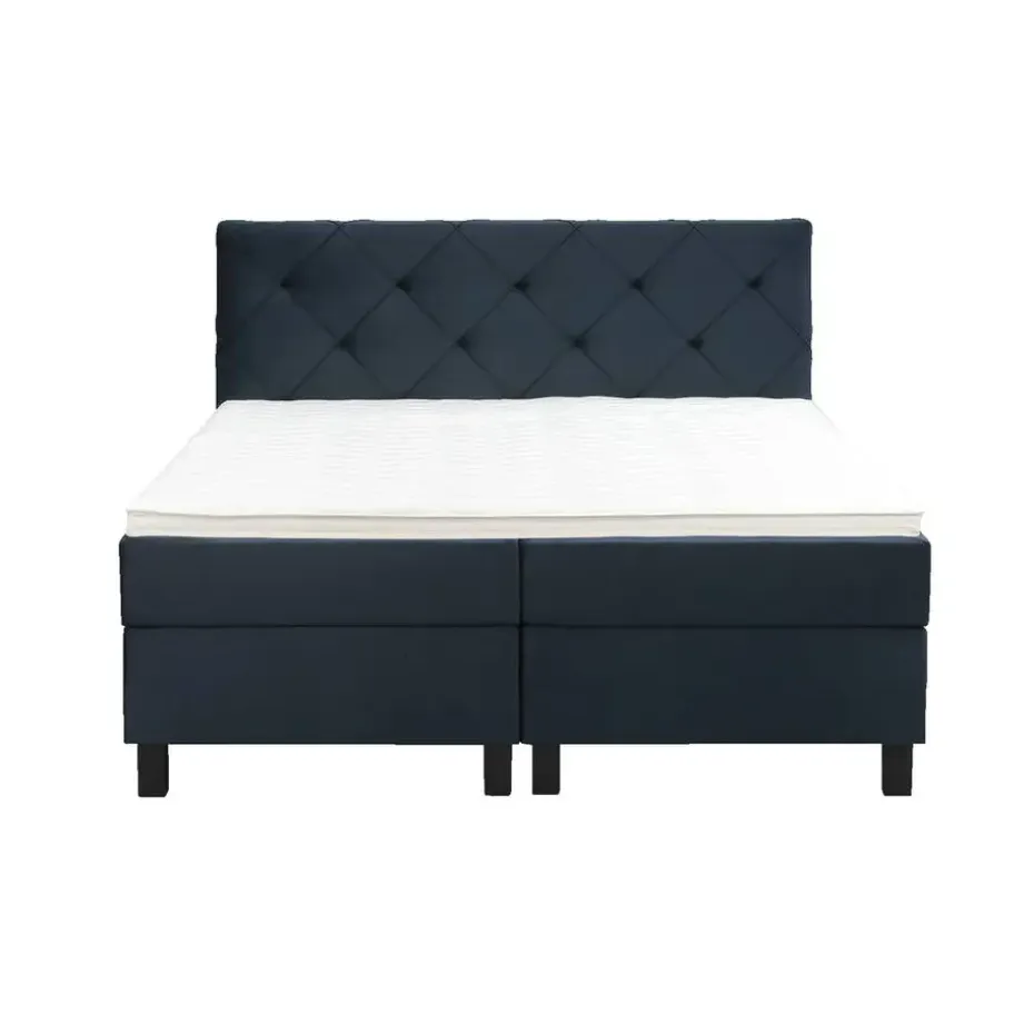 Boxspring Liv geruit - blauw - 180x200 cm - vierkante poot