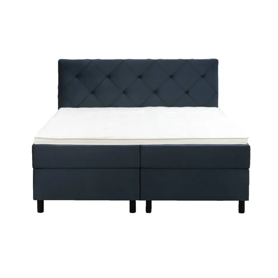 Boxspring Liv geruit - blauw - 180x200 cm - ronde poot