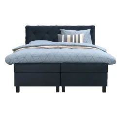 Boxspring Liv geruit - blauw - 160x200 cm - vierkante poot