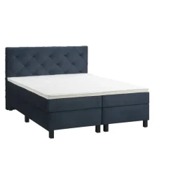 Boxspring Liv geruit - blauw - 160x200 cm - vierkante poot