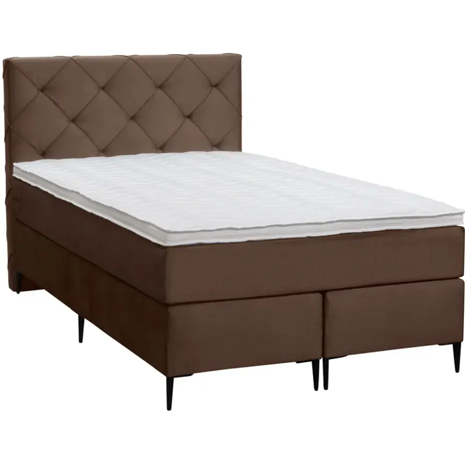 Boxspring Liv geruit - bruin - 120x200 cm - slanke poot