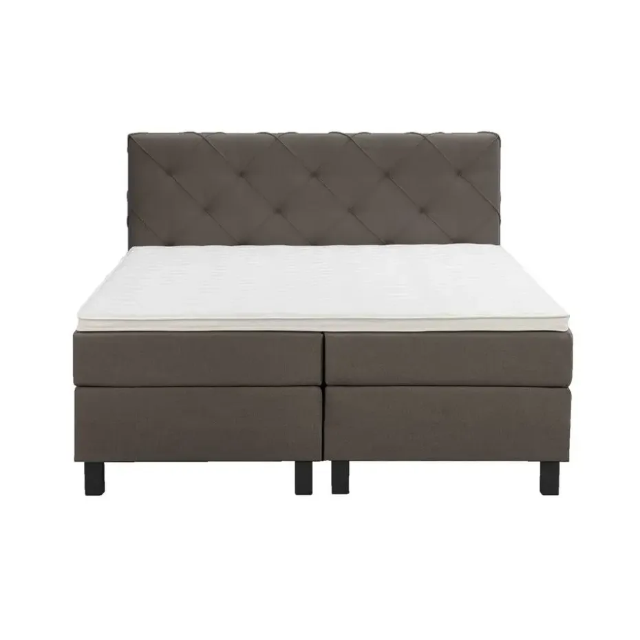 Boxspring Liv geruit - donkerbruin - 160x200 cm - vierkante poot