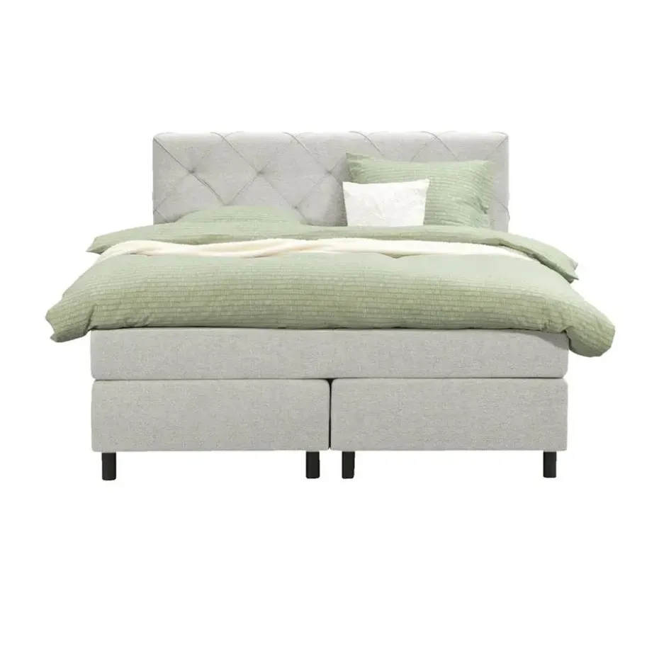 Boxspring Liv geruit - ecru - 140x200 cm - ronde poot