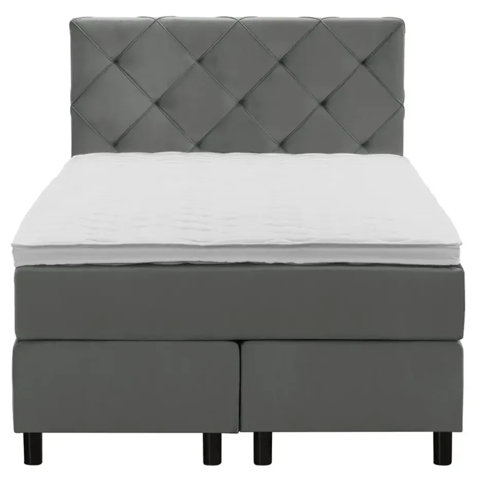 Boxspring Liv geruit - grijs - 120x200 cm - ronde poot