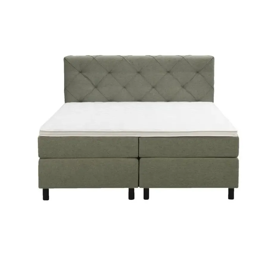 Boxspring Liv geruit - groen - 160x200 cm - ronde poot