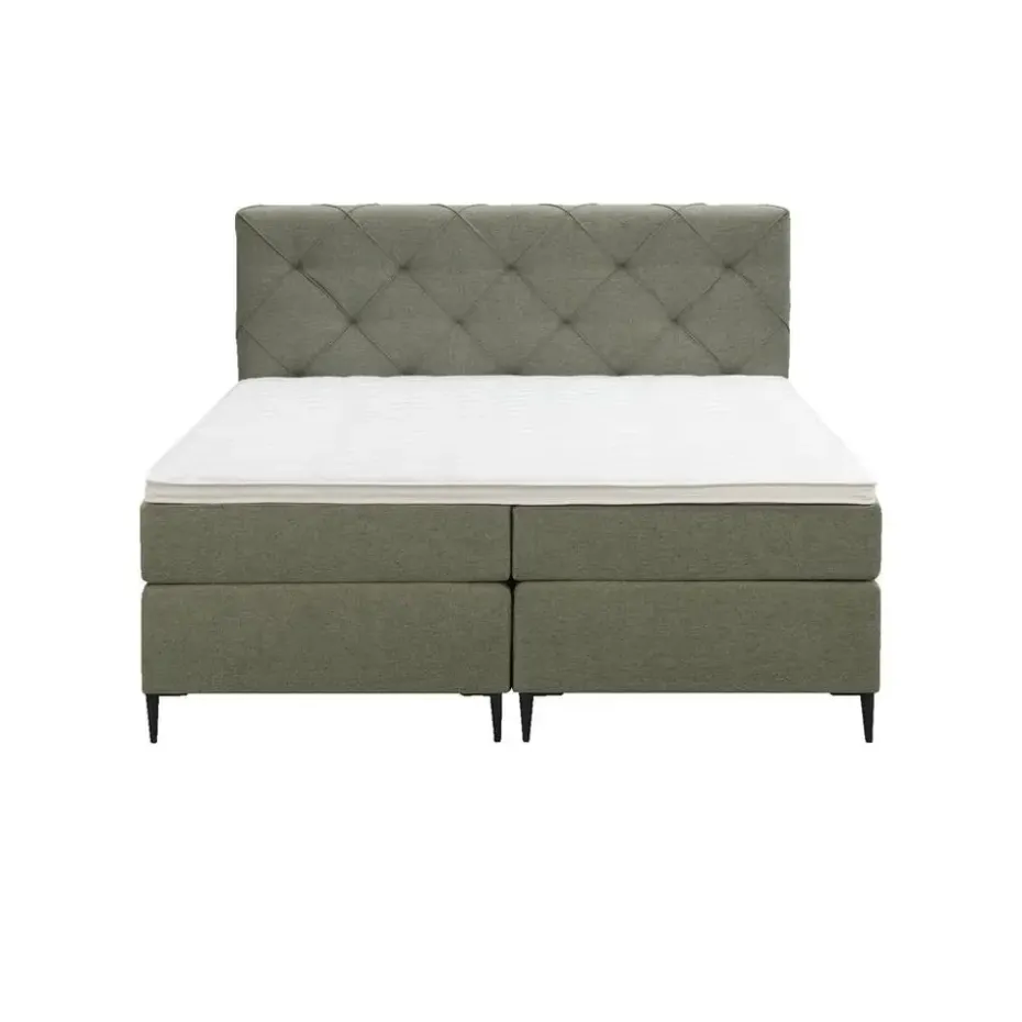 Boxspring Liv geruit - groen - 180x200 cm - slanke poot