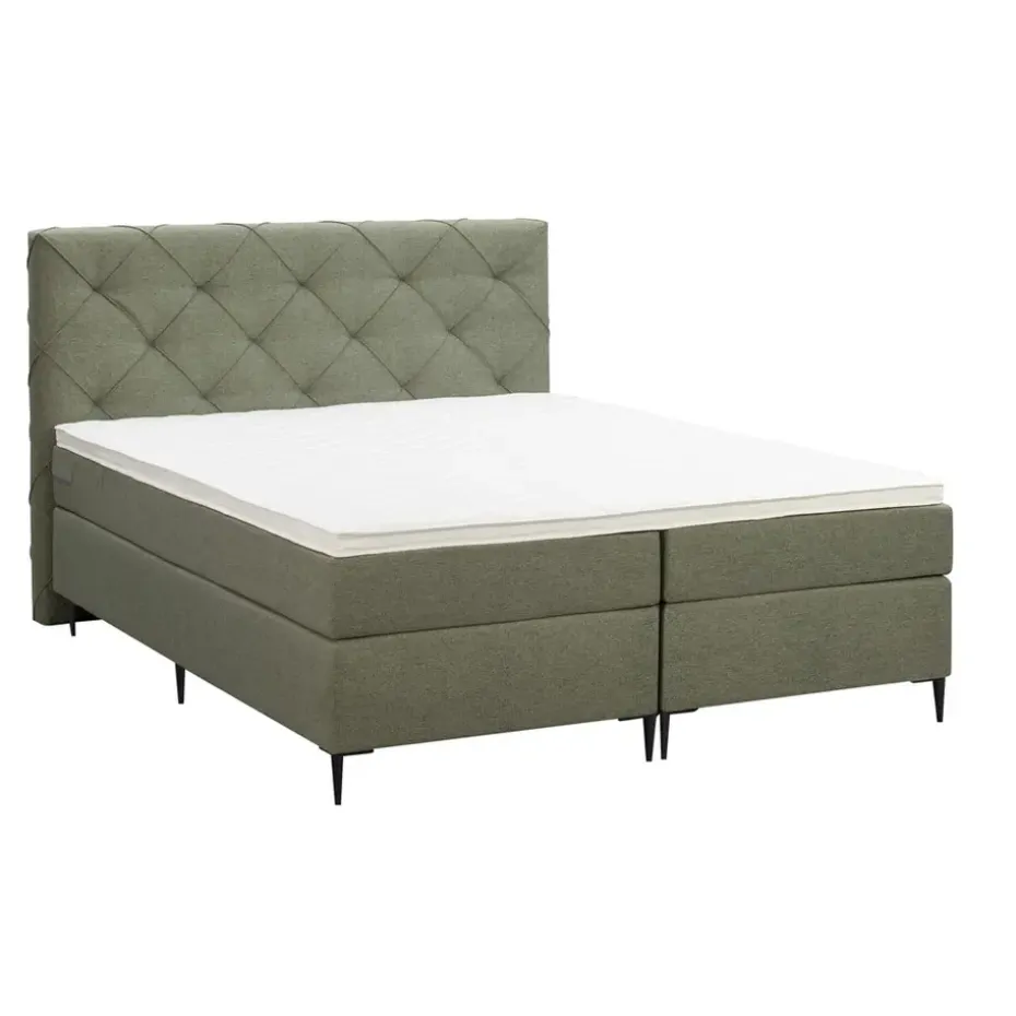 Boxspring Liv geruit - groen - 180x200 cm - slanke poot