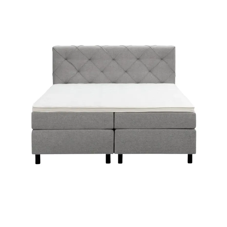 Boxspring Liv geruit - lichtgrijs - 160x200 cm - ronde poot