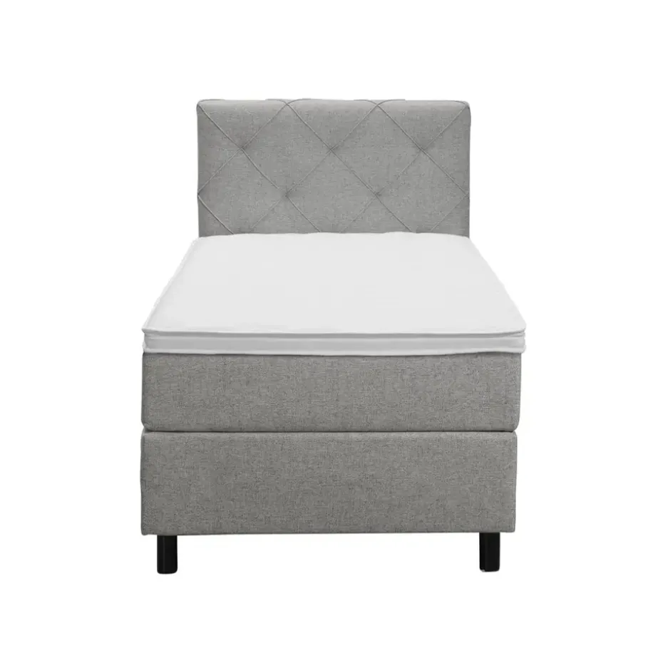 Boxspring Liv geruit - lichtgrijs - 90x200 cm - ronde poot