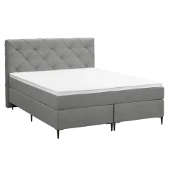 Boxspring Liv geruit - lichtgrijs - 140x200 cm - slanke poot
