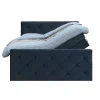 Boxspring met opbergruimte en voetbord Liv geruit - blauw - 180x200cm