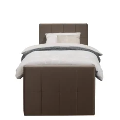 Boxspring met opbergruimte en voetbord Liv geblokt - bruin - 90x200cm
