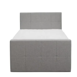 Boxspring met opbergruimte en voetbord Liv geblokt - lichtgrijs - 120x200cm