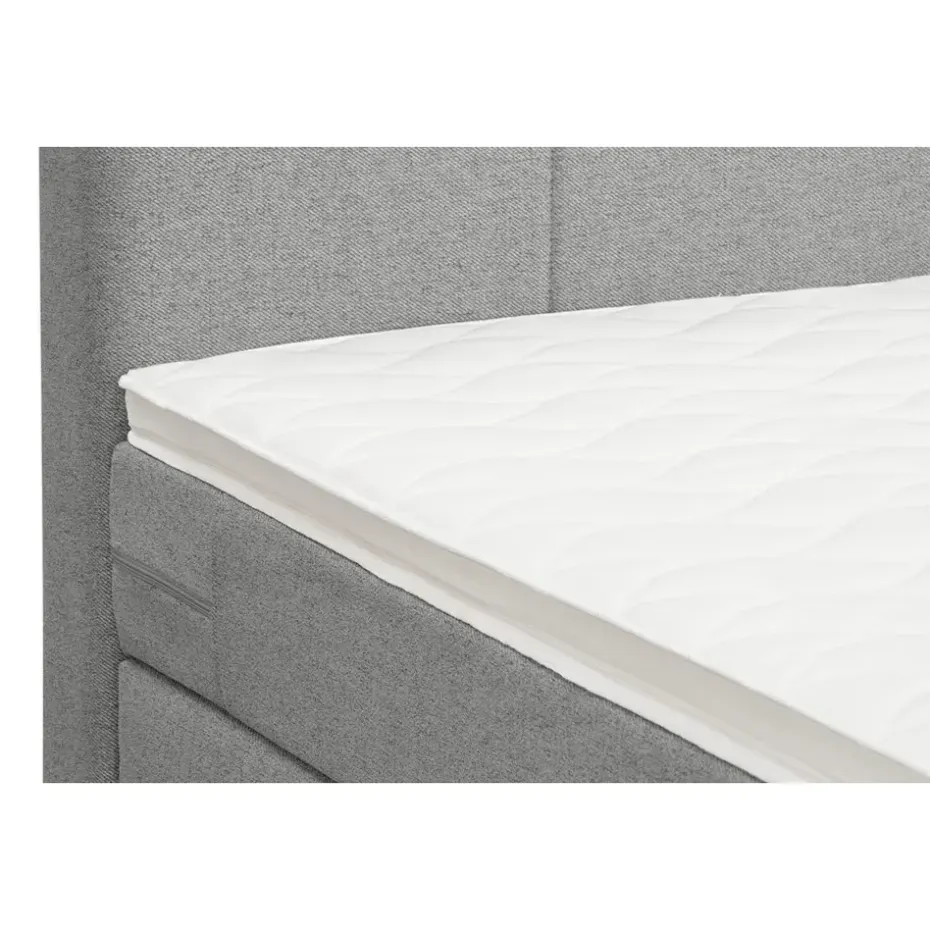Boxspring met opbergruimte en voetbord Liv geblokt - lichtgrijs - 120x200cm