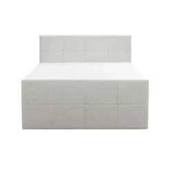 Boxspring met opbergruimte en voetbord Liv geblokt - ecru - 180x200cm