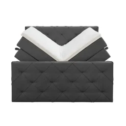 Boxspring met opbergruimte en voetbord Liv geruit - antraciet - 180x200cm