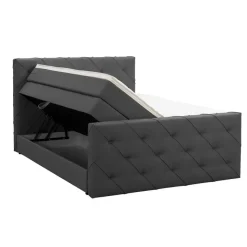 Boxspring met opbergruimte en voetbord Liv geruit - antraciet - 180x200cm