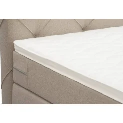 Boxspring met opbergruimte en voetbord Liv geruit - beige - 180x200cm