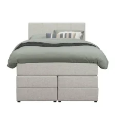 Boxspring met opbergruimte Liv geblokt - ecru - 120x200 cm