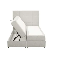 Boxspring met opbergruimte Liv geblokt - ecru - 120x200 cm