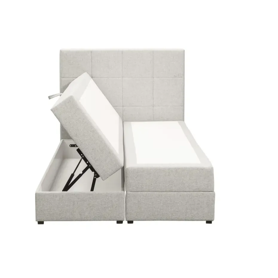 Boxspring met opbergruimte Liv geblokt - ecru - 120x200 cm