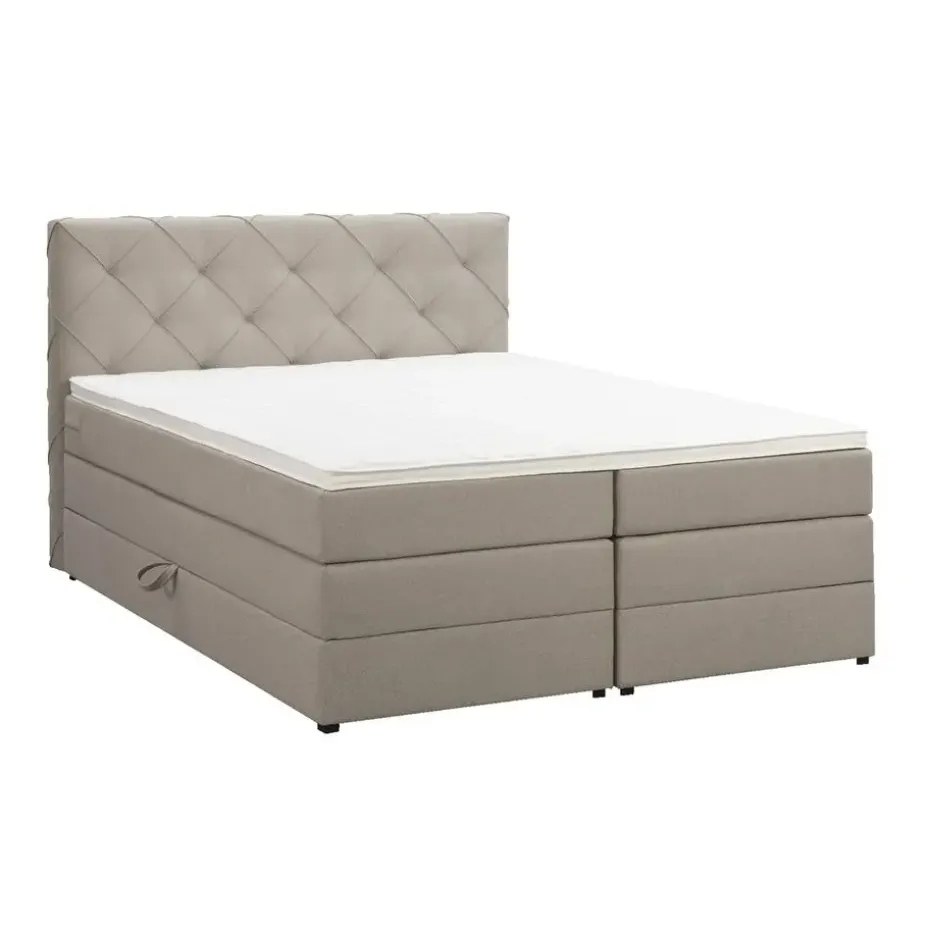 Boxspring met opbergruimte Liv geruit - beige - 160x200 cm