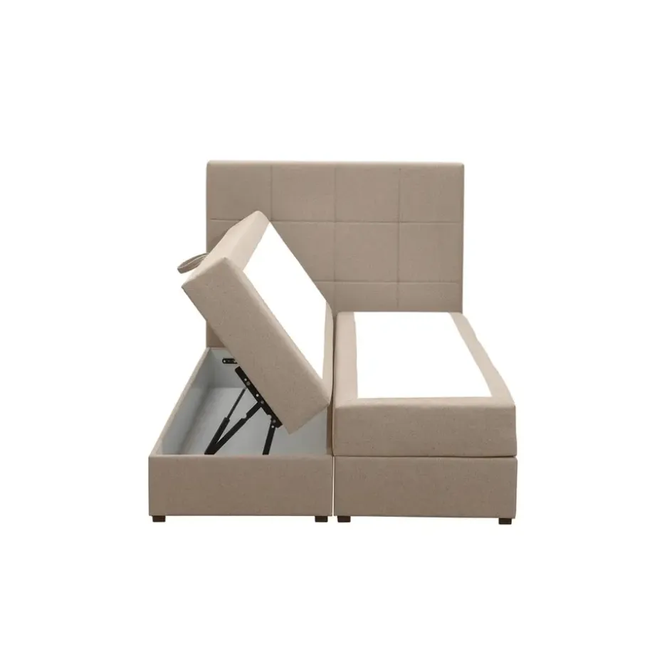 Boxspring met opbergruimte Liv geblokt - beige - 120x200 cm