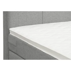 Boxspring met opbergruimte en voetbord Liv geblokt - lichtgrijs - 160x200cm