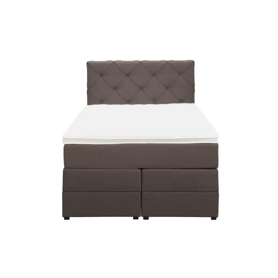 Boxspring met opbergruimte Liv geruit - donkerbruin - 120x200 cm