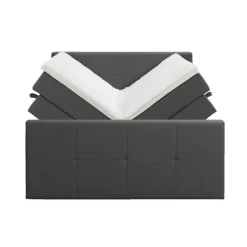 Boxspring met opbergruimte en voetbord Liv geblokt - antraciet - 160x200cm