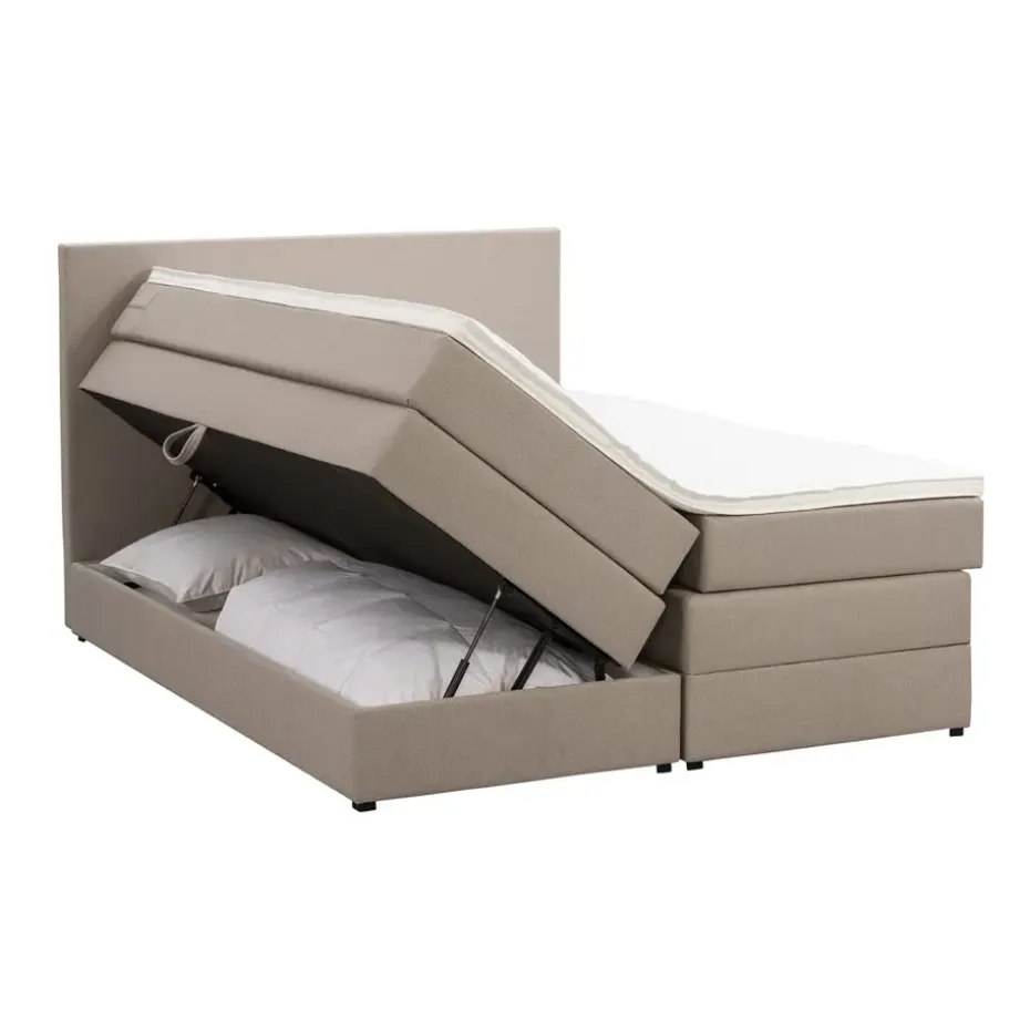 Boxspring met opbergruimte Liv egaal - beige - 140x200 cm