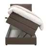 Boxspring met opbergruimte Liv geruit - donkerbruin - 90x200 cm