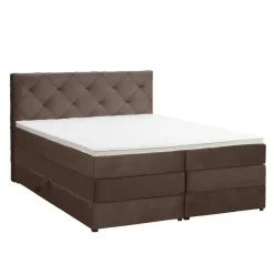 Boxspring met opbergruimte Liv geruit - bruin - 180x200 cm