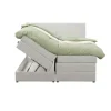 Boxspring met opbergruimte Liv geblokt - ecru - 160x200 cm