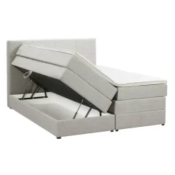 Boxspring met opbergruimte Liv geblokt - ecru - 160x200 cm
