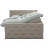 Boxspring met opbergruimte en voetbord Liv geruit - beige - 140x200cm