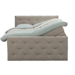 Boxspring met opbergruimte en voetbord Liv geruit - beige - 140x200cm